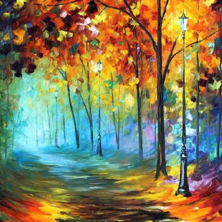 fog autumn alley paint and sip