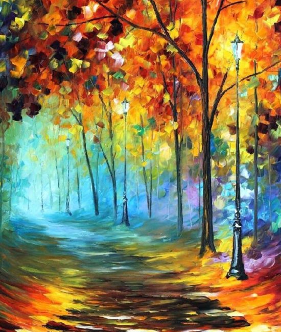 fog autumn alley paint and sip